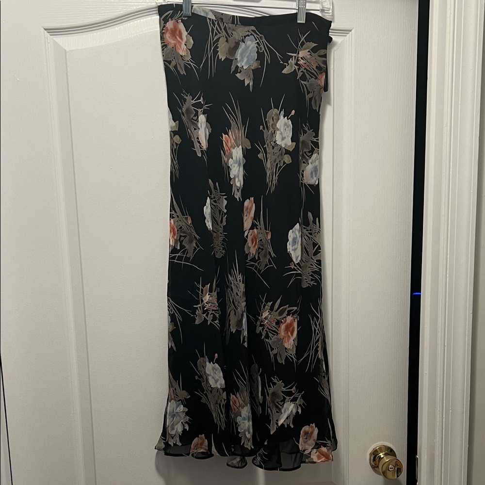 Charter Club Black Floral Midi Skirt